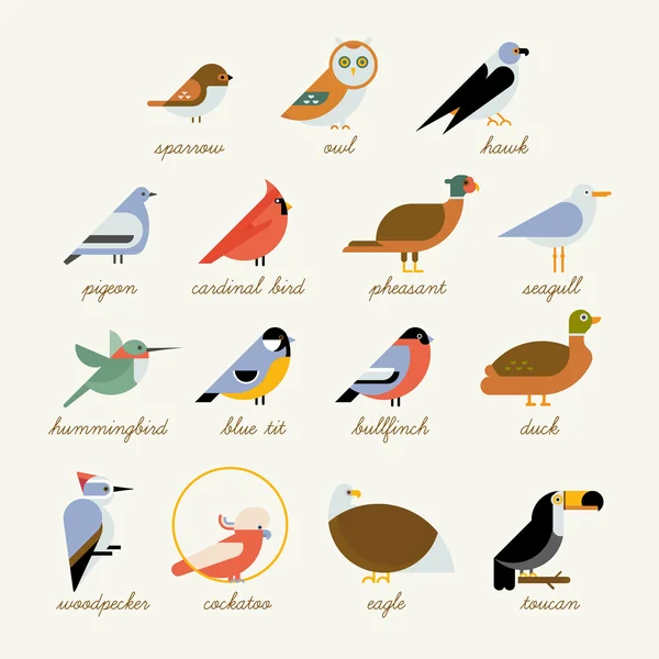 Sammlung von Vogelsymbolen — Stockvektor