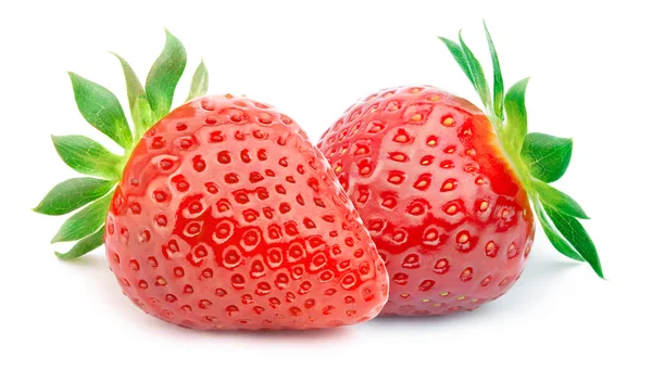 İzole yaprakları ile iki çilek