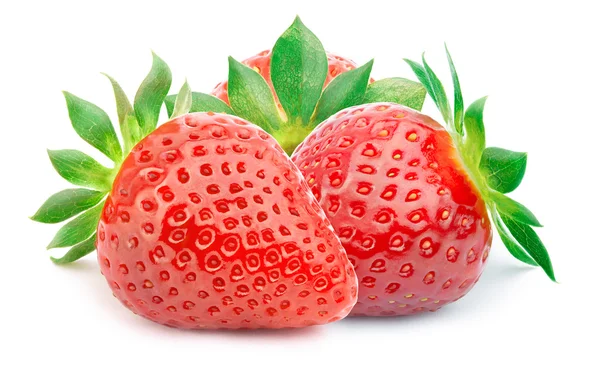 İzole yaprakları ile üç çilek