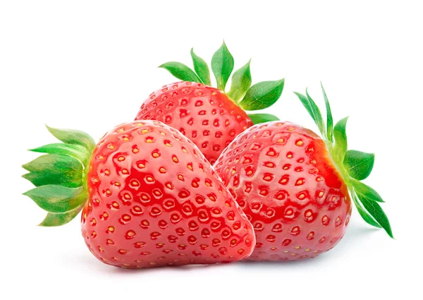 İzole yaprakları ile üç çilek