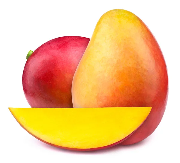 Mango's met schijfje geïsoleerd — Stockfoto
