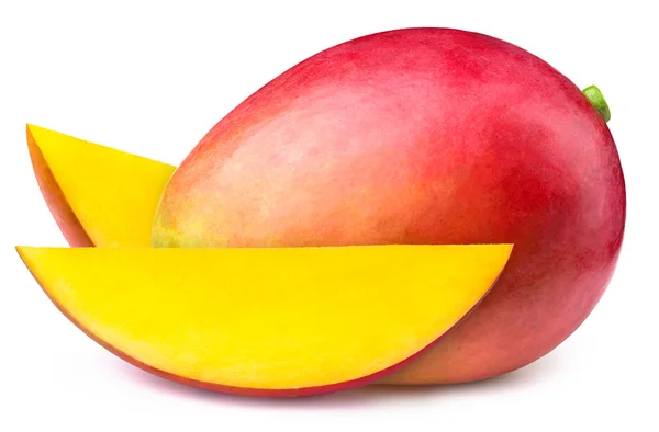 Mango met twee sneetjes geïsoleerd — Stockfoto