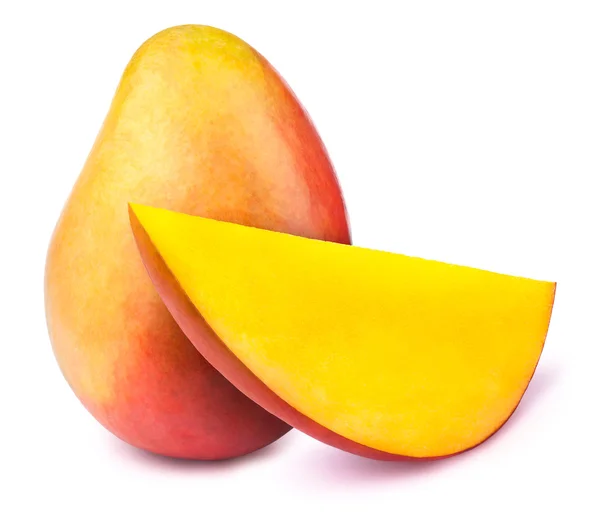 Mango met schijfje geïsoleerd — Stockfoto