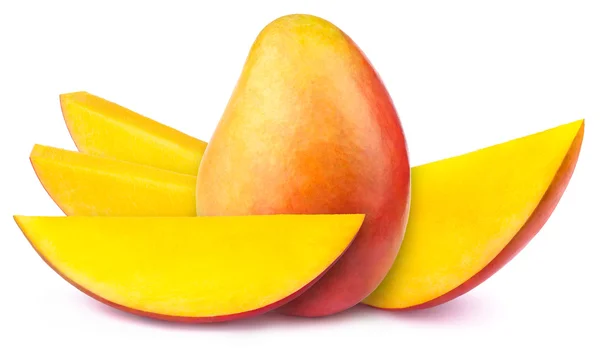 Mango con rebanada aislada — Foto de Stock