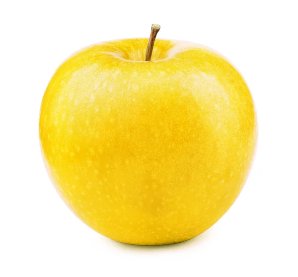 Świeże żółte jabłko izolowane na białym tle — Zdjęcie stockowe