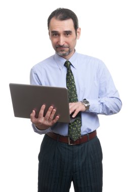 izole dizüstü kullanarak iş adamı 