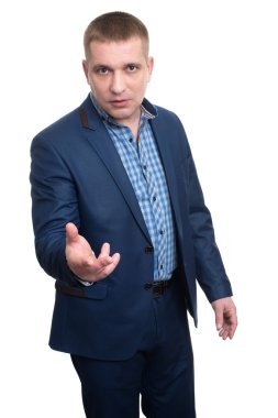 Beyaz arka planda bir iş adamı.