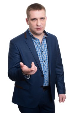 Beyaz arka planda bir iş adamı.