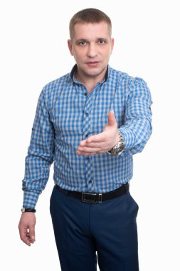 Beyaz arka planda bir iş adamı.