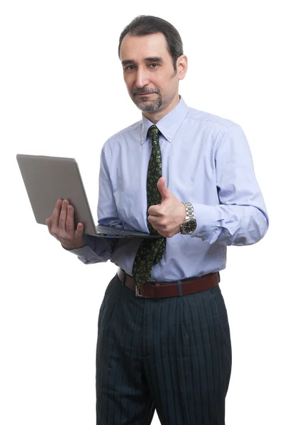 Geschäftsmann mit Laptop — Stockfoto