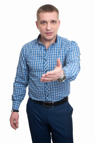 Beyaz arka planda bir iş adamı.