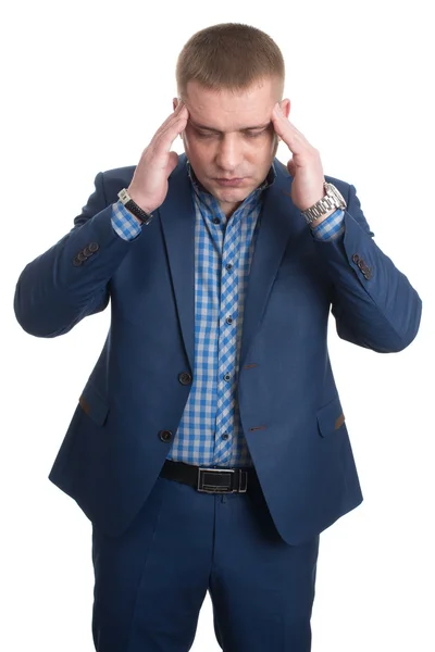Geschäftsmann mit Kopfschmerzen Nahaufnahme Porträt — Stockfoto