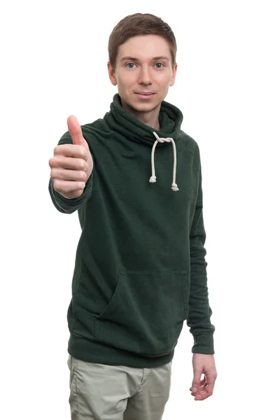Young man showing thumb up — Stock Photo, Image