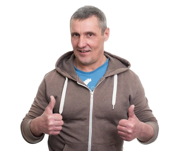 Mutlu memnun kıdemli yaşlı adam