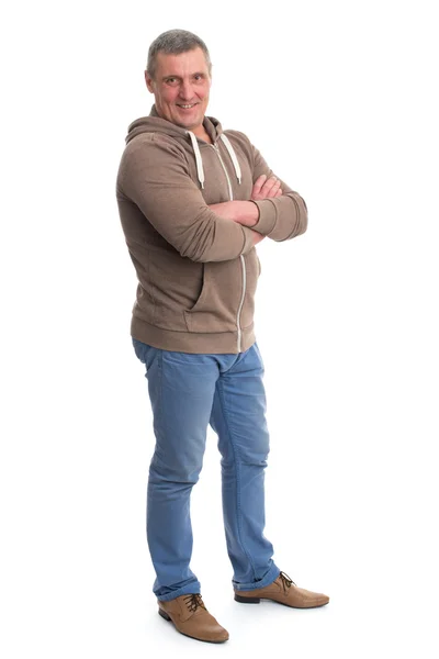 Portret van een gelukkig volwassen man, geïsoleerd — Stockfoto