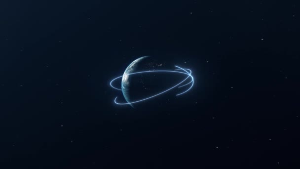 Blaue Glühende Energielinien Die Sich Den Planeten Erde Bilden Videoclip