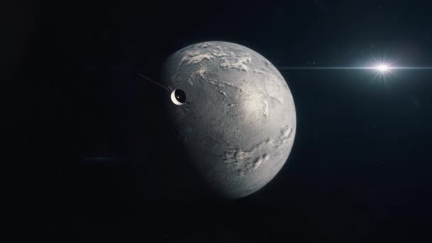 Obyvatelná Exoplaneta Ledový Svět Vesmírnou Sondou — Stock video