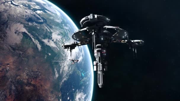 Sci Slagskepp Lämnar Rymdstationen Omloppsbana Runt Jorden Videoklipp