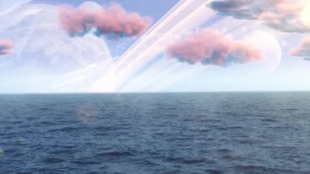 Superficie Mondo Alieno Oceano Esopianeta — Video Stock