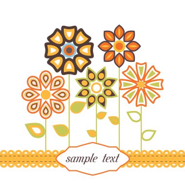 Stilize çiçek, yaprak ile vektör arka plan. 