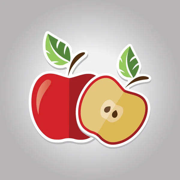 Aufkleber roter Apfel (die Hälfte des Apfels) — Stockvektor