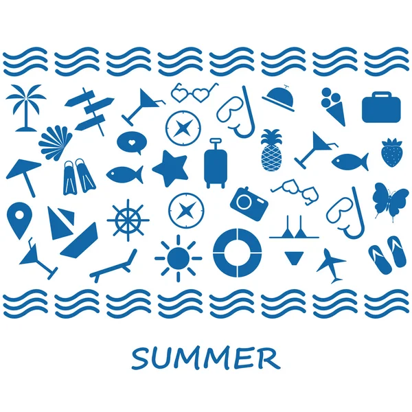 Sommersymbole auf weißem Hintergrund — Stockvektor