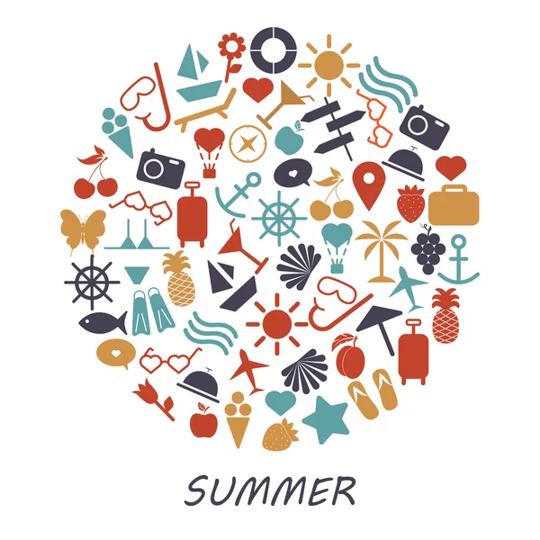 Symboles d'été sur un fond blanc — Image vectorielle