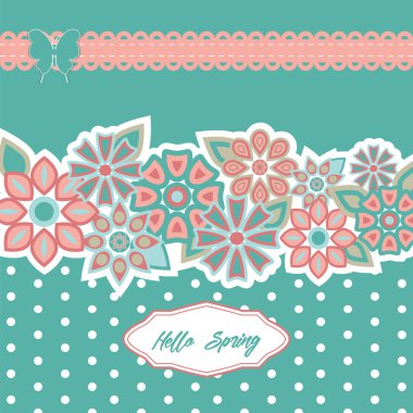 Stilize çiçek, yaprak ile vektör arka plan. 