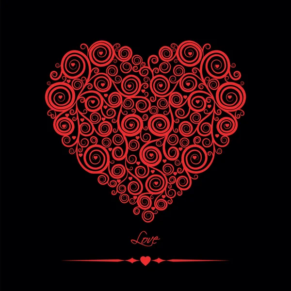 Red Heart.Valentine carte . — Image vectorielle