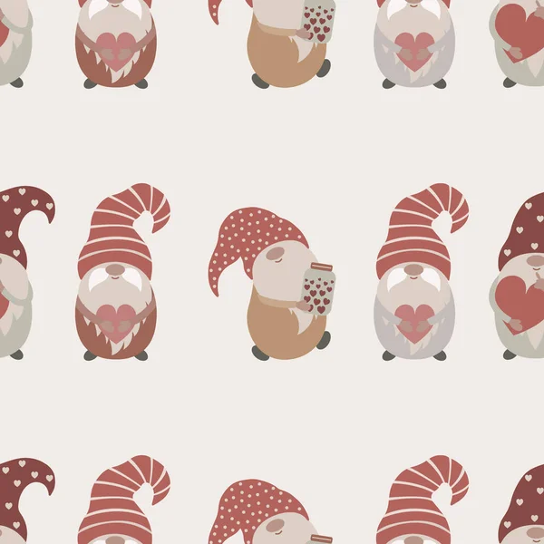 Boho无缝图案与可爱的侏儒 爱侏儒矢量背景 可用于苗圃 包装材料 纺织品等行业 — 图库矢量图片