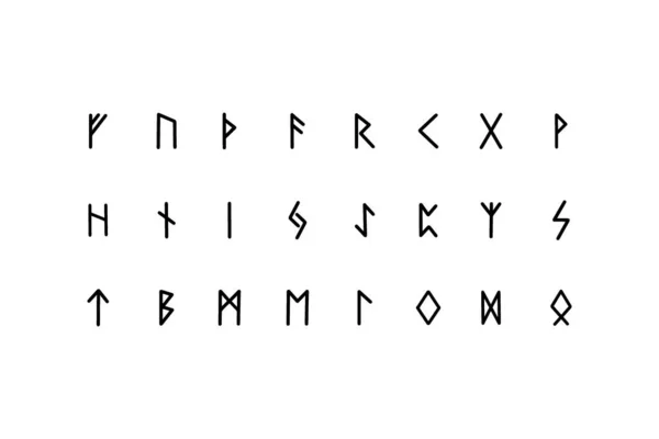 Набір Рун Священні Скандинавські Символи Ізольовані Білому Тлі Векторний Рунічний — стоковий вектор