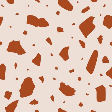 Terrazzo vektörsüz desen ve moda renk paletleri. Doğal ve dünyevi titreşimleri olan güzel mermer bir arka plan. Paketleme, minimalist düğün davetiyeleri, tekstil, markalaşma, kırtasiye, resim baskıları, kartvizitler için kullanılabilir.