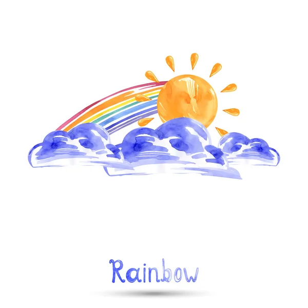 Aquarel illustratie van een regenboog. Vector. — Stockvector