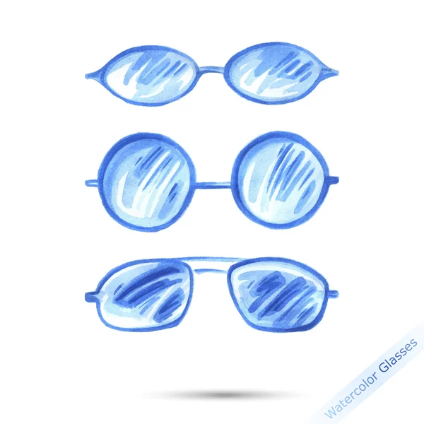 Watercolor set glasses. Vector. — Stock Vector