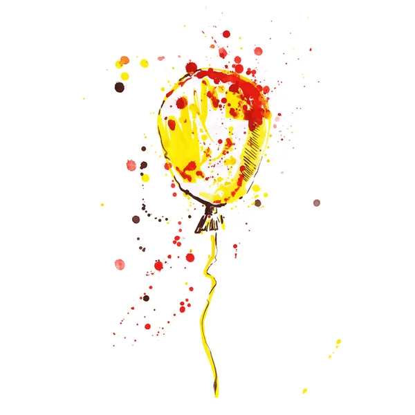 Aquarel illustratie van een ballon op een witte achtergrond. — Stockvector