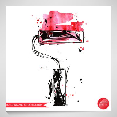 Bir rulo suluboya çizimi.