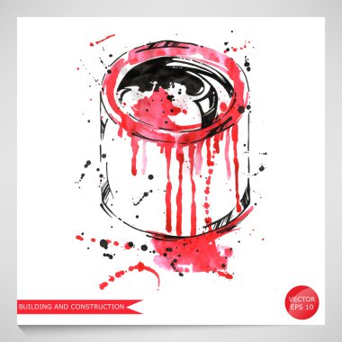 bir kutu boya çizimi.