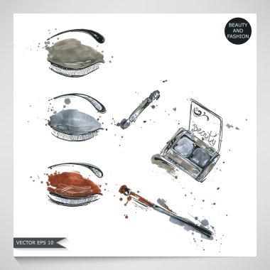 Kadın kozmetik suluboya çizimi.