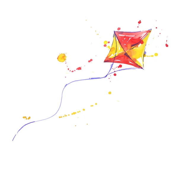Illustration aquarelle d'un cerf-volant . — Image vectorielle