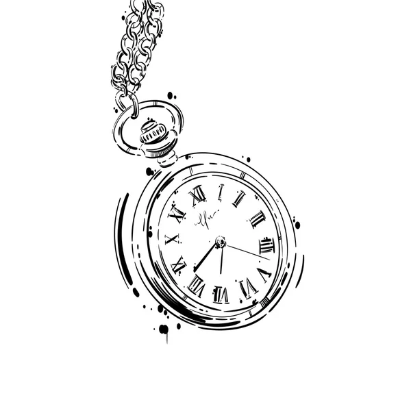 Vector abstracte illustratie van een zakhorloge aan een ketting. — Stockvector