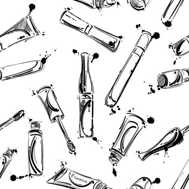 Vektör seamless modeli ile dudak parlatıcısı