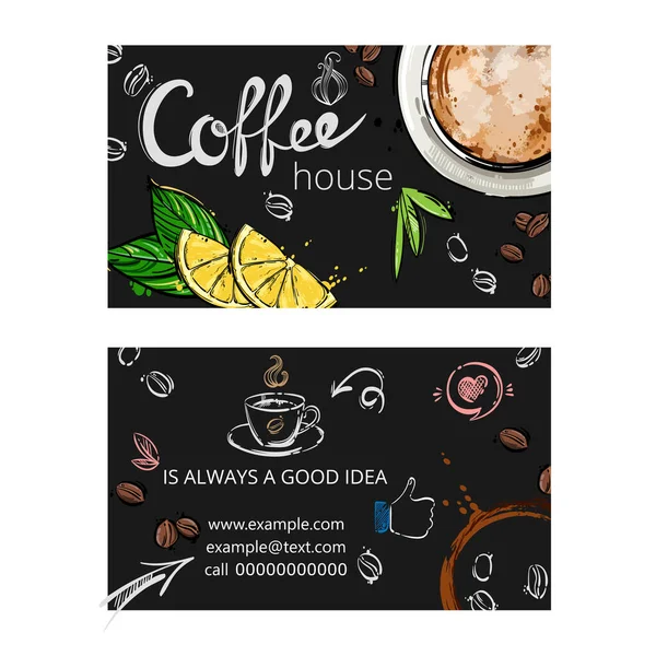 Vektorabstrakte Illustration Visitenkarte Kaffeehaus — Stockvektor