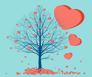 Hearts falling from a tree
