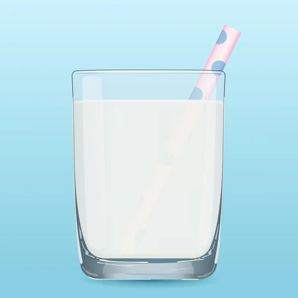 Vaso de paja de leche — Vector de stock
