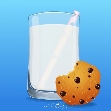 glass of milk straws biscuit clipart