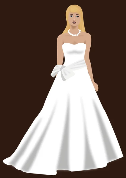 Mujer en vestido de novia — Vector de stock