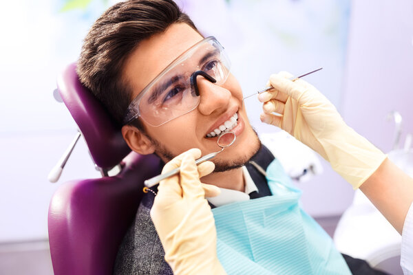 Portrait of male. smile face. Dental care Concept. 