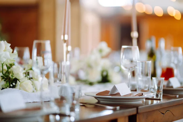 Прекрасная Сервировка Стола Вечеринок Свадебных Торжеств Других Праздничных Мероприятий Банкетный — стоковое фото