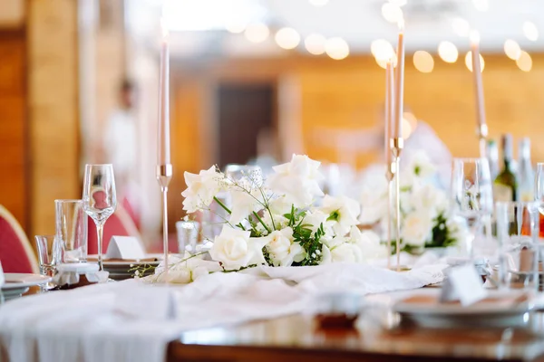 Свадьба Банкет Роскошный Стол Свадебного Торжества Вечеринка Уютном Ресторане — стоковое фото