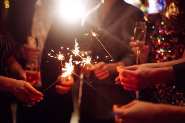 Genç arkadaşlar şirket partisinde maytaplarla ve bir bardak şampanyayla eğleniyorlar. Yakışıklı erkekler ve kadınlar yeni yılı rahat uzayda kutlayarak birlikte vakit geçirirler. Oncept neşeli ve eğlencelidir..